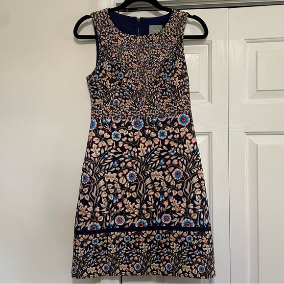 Anthropologie Maeve Navy Floral Sleeveless Sheath Dress Size 2 - Picture 1 of 11